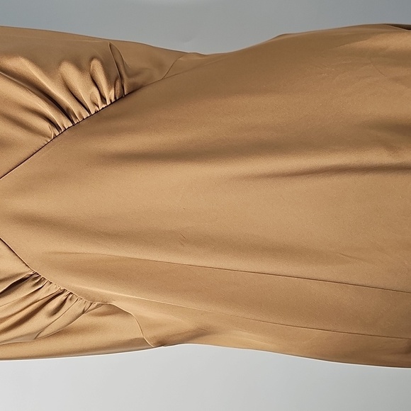 Soma Bronze Slip Dress w Vneck Spaghetti Straps Empire Waist Side Slits Sz:XL - Picture 5 of 12